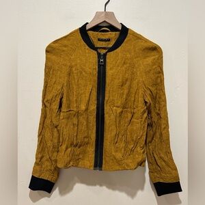 Sisley Yellow / Gold Zip Up Bomber Jacket - Women’s Size Small